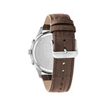 Montre TOMMY HILFIGER Weston homme acier doré jaune bracelet cuir marron - vue 3