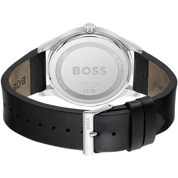 BOSS Reason herenhorloge van roestvrij staal met zwarte leren band
