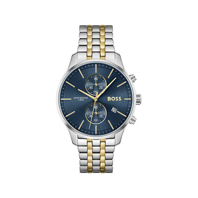 Montre BOSS Associate homme bracelet acier bicolore  doré jaune - vue 1