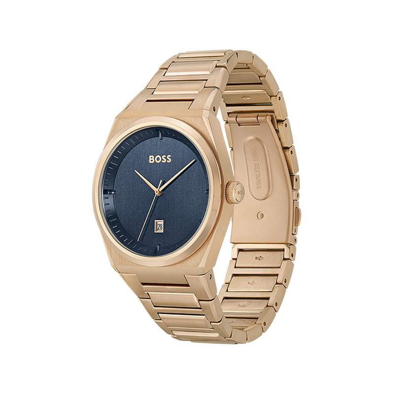 Montre BOSS Steer homme bracelet acier doré rose - vue 2