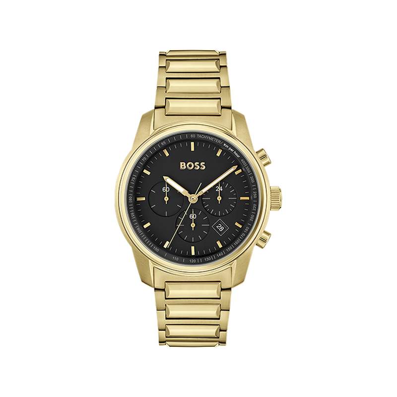 Montre BOSS Trace homme bracelet acier doré jaune - vue 1