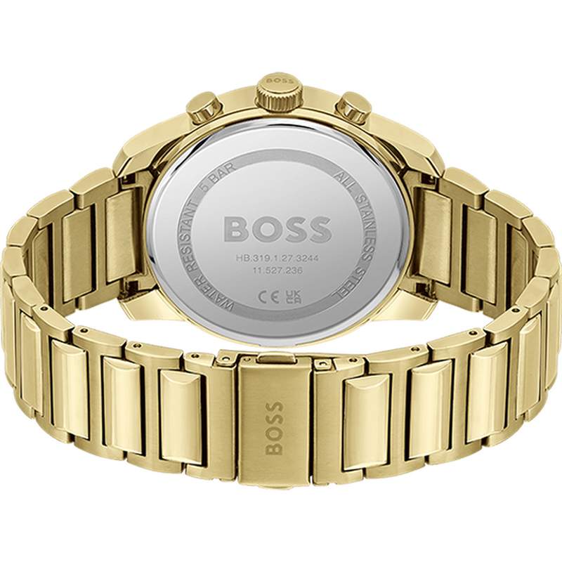 Montre BOSS Trace homme bracelet acier doré jaune - vue 3