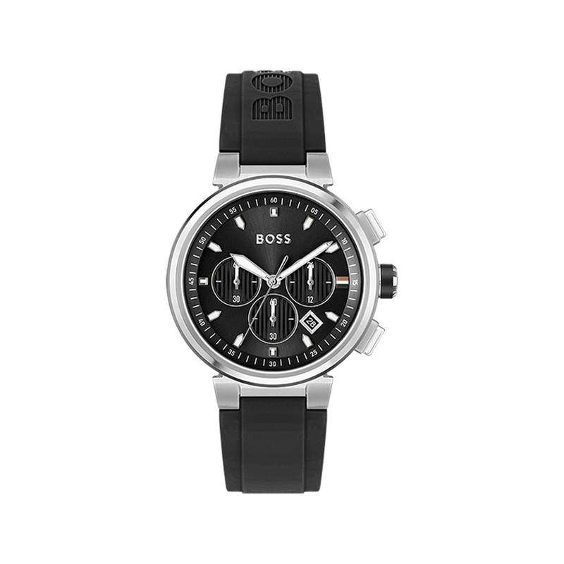 Montre BOSS One homme acier bracelet silicone noir - vue 1