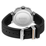 BOSS One men's stainless steel watch with black silicone strap - view 3