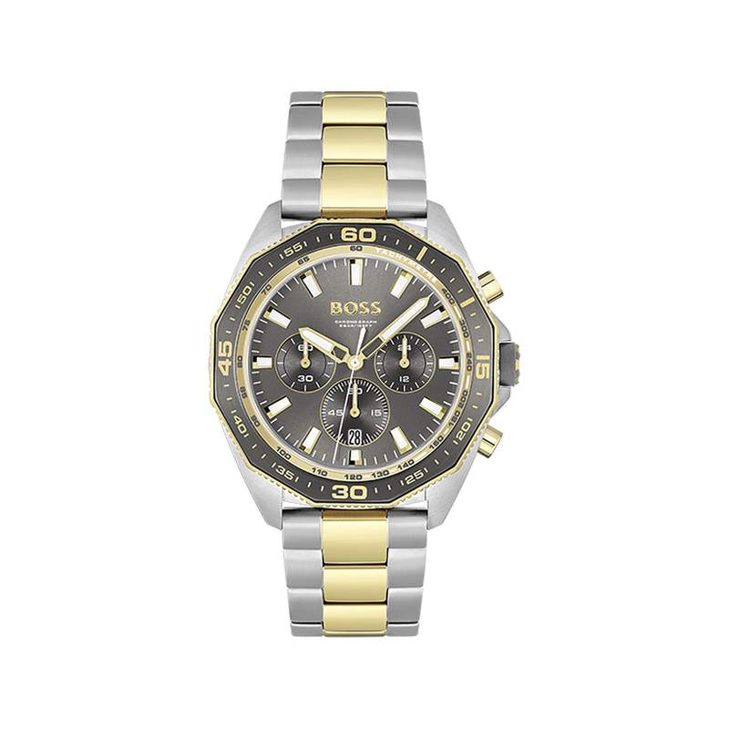 Montre BOSS Energy homme bracelet acier bicolore doré jaune - vue 1