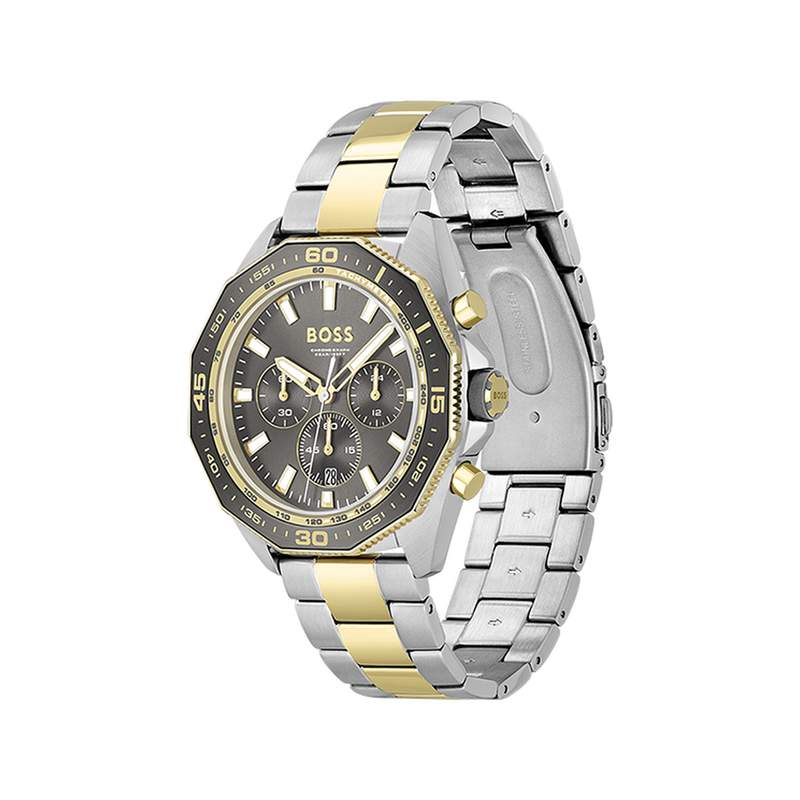 Montre BOSS Energy homme bracelet acier bicolore doré jaune - vue 2