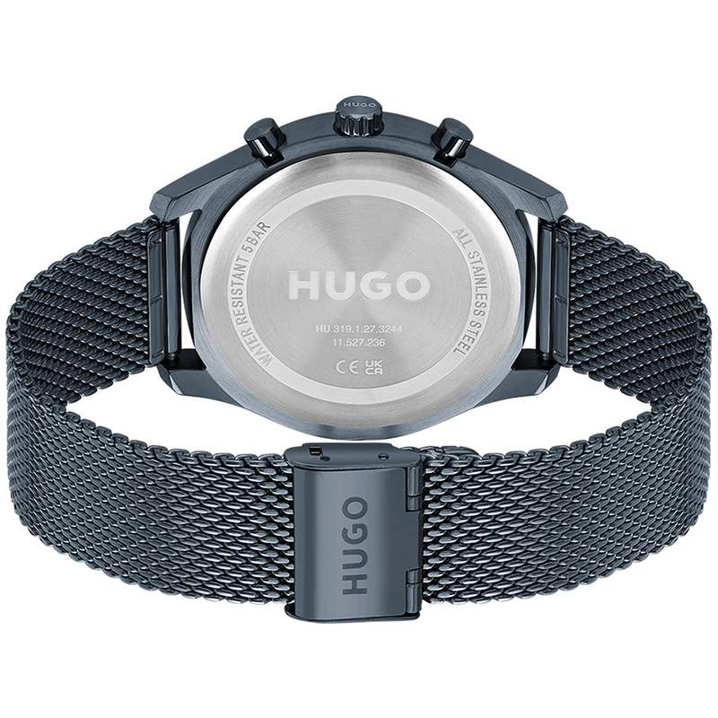 Montre HUGO Chase homme bracelet acier bleu - vue 3