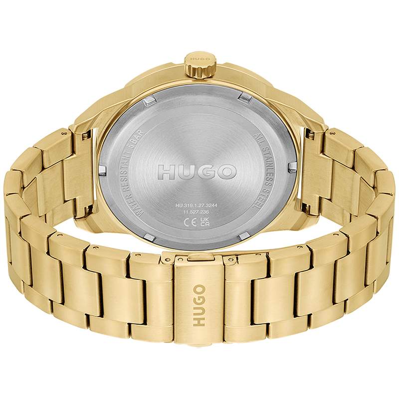 Montre HUGO Grip homme bracelet acier doré jaune - vue 3
