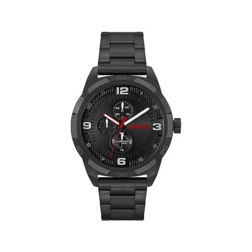 HUGO Grip men's watch black steel bracelet