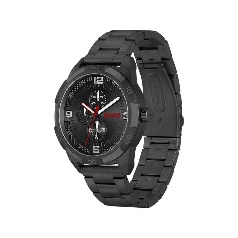 Montre HUGO Grip homme bracelet acier noir - vue 2