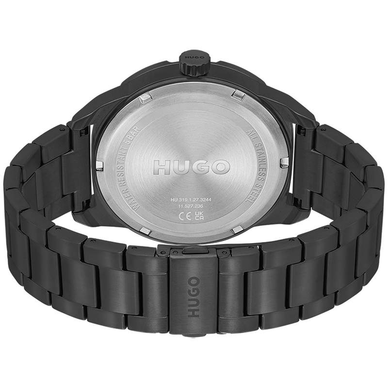 Montre HUGO Grip homme bracelet acier noir - vue 3