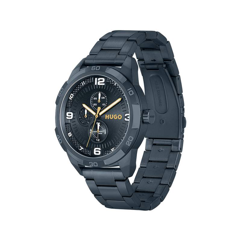 Montre HUGO Grip homme bracelet acier bleu - vue 2