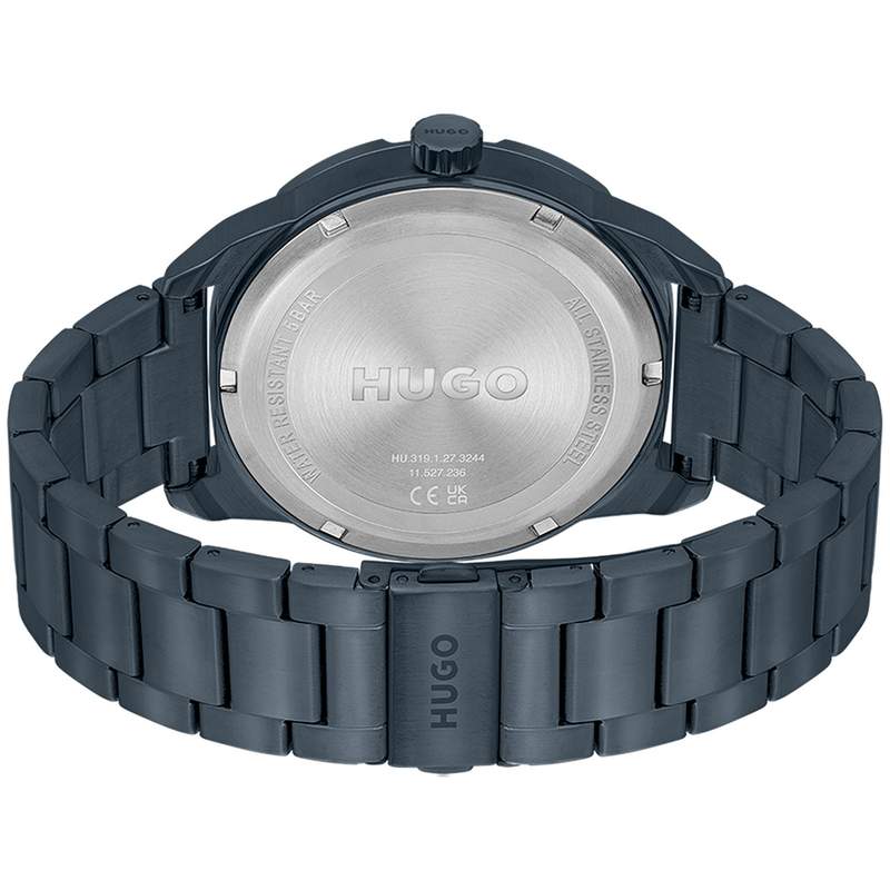 Montre HUGO Grip homme bracelet acier bleu - vue 3