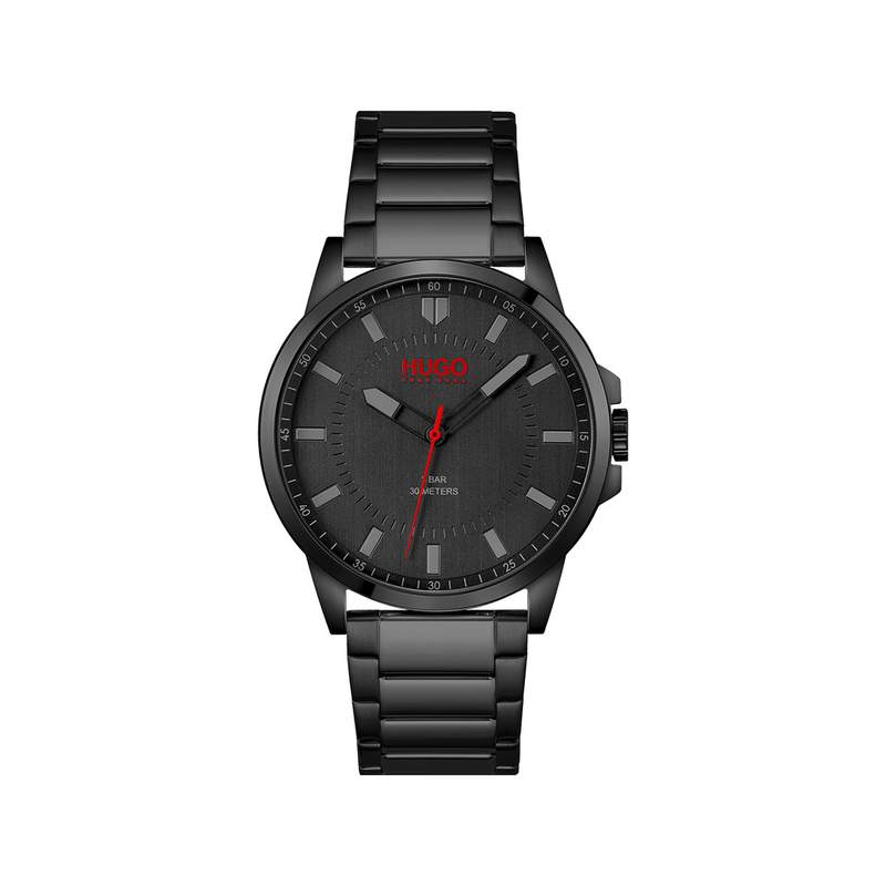Montre HUGO First homme bracelet acier noir - vue 1