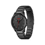 Montre HUGO First homme bracelet acier noir - vue 2