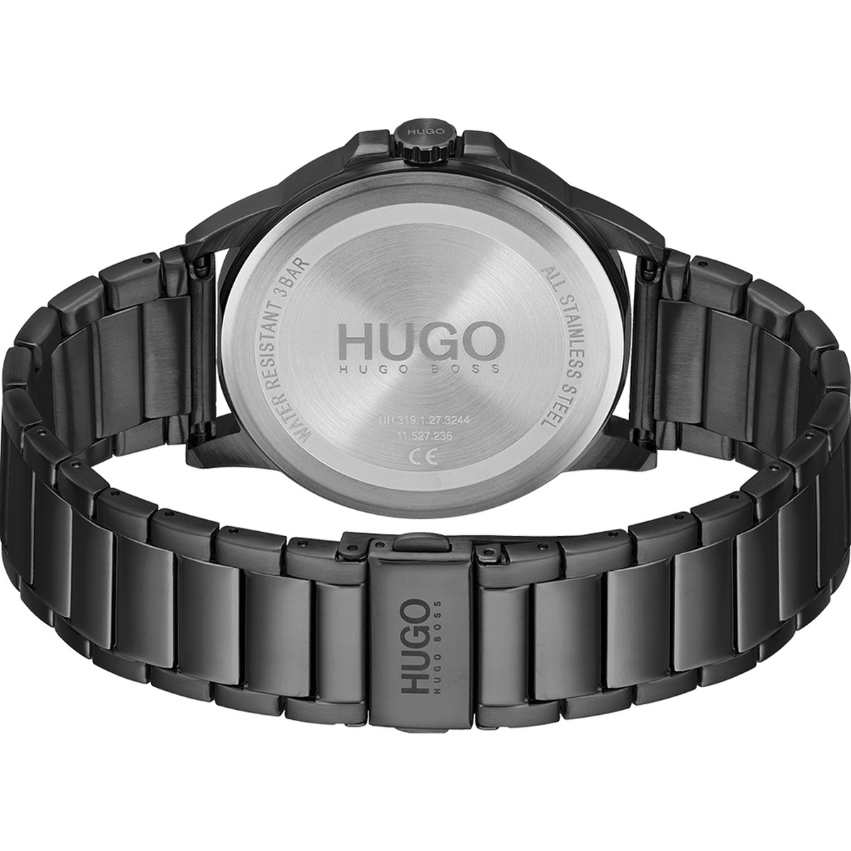Montre HUGO First homme bracelet acier noir - vue 3