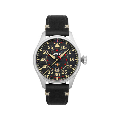Montre AVI-8 Hawker Hurricane homme acier bracelet cuir noir. Edition limitée. - vue 1