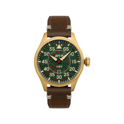 Montre AVI-8 Hawker Hurricane homme acier bracelet cuir marron. Edition limitée. - vue 1