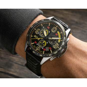 AVI-8 men's stainless steel watch with brown leather strap. Limited edition.