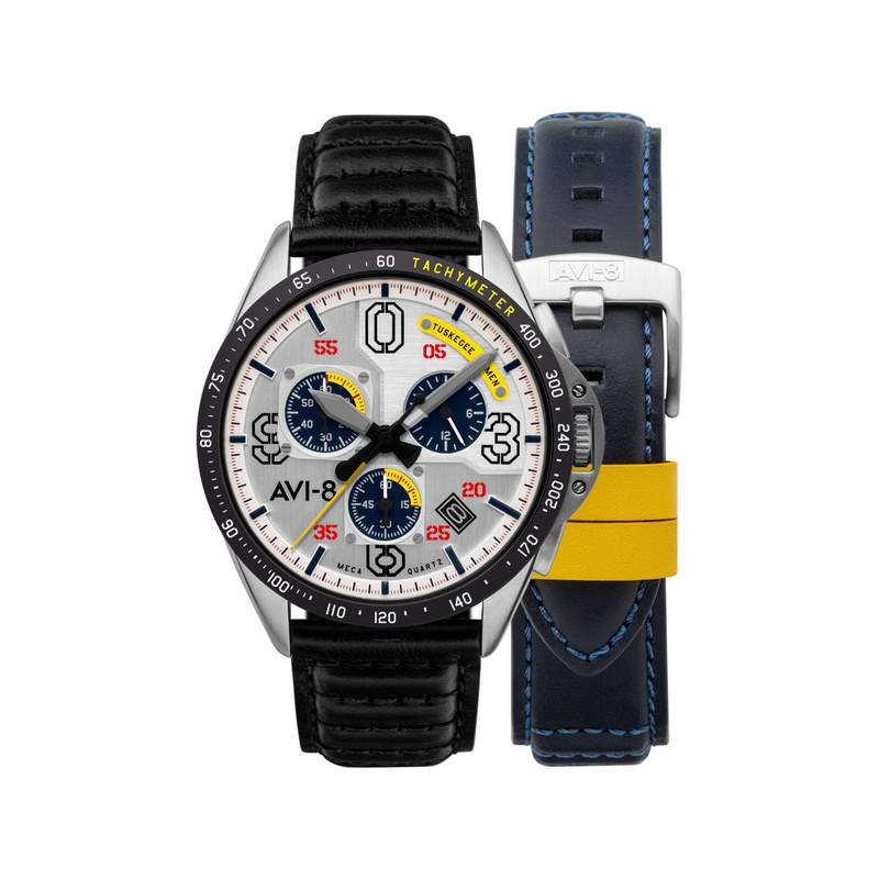 Montre AVI-8 homme acier bracelet cuir noir. Edition limitée. - vue 1