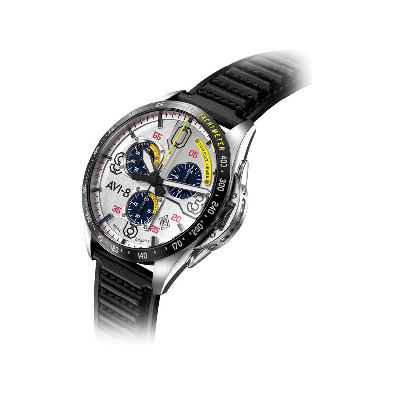 Montre AVI-8 homme acier bracelet cuir noir. Edition limitée. - vue 2