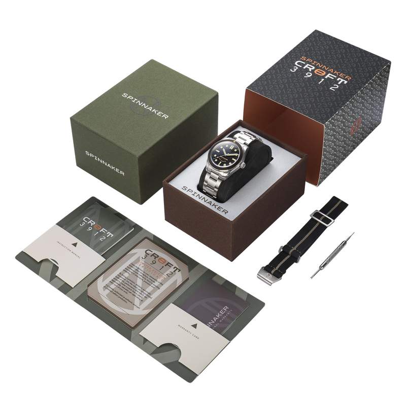 Montre coffret Spinnaker Croft homme automatique bracelet acier et nylon - vue E1