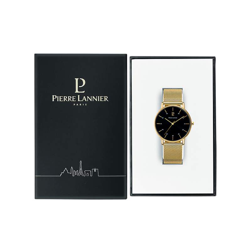 Montre PIERRE LANNIER Cityline homme bracelet acier doré - vue D1
