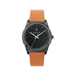 Montre PIERRE LANNIER Candide homme acier noir bracelet cuir marron - vue 1