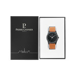 Montre PIERRE LANNIER Candide homme acier noir bracelet cuir marron - vue D1