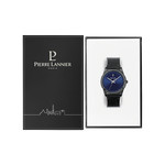PIERRE LANNIER Candide herenhorloge van zwart staal met zwarte leren band - bekijk D1