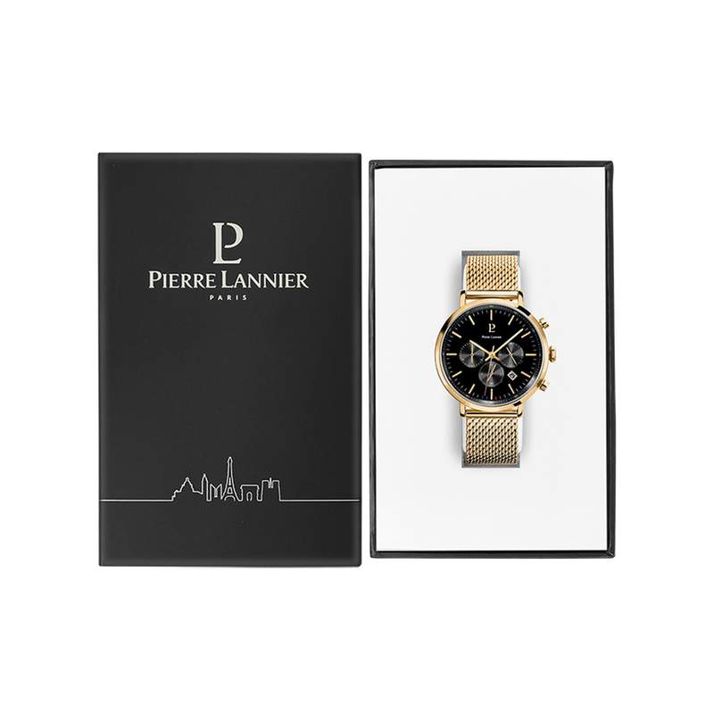 Montre PIERRE LANNIER Baron homme acier doré - vue D1