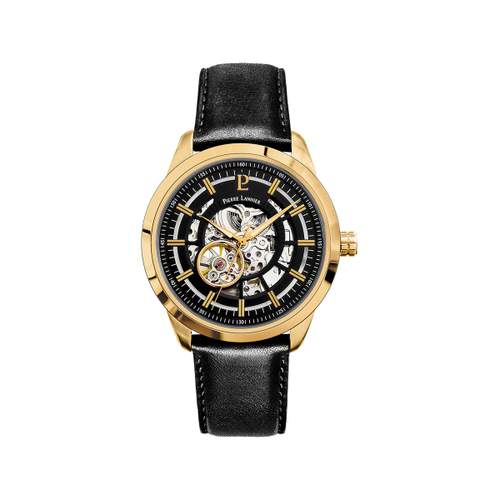 Montre PIERRE LANNIER Automatic homme automatique acier  bracelet cuir noir