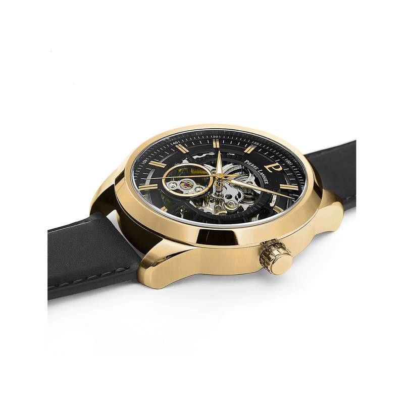 Montre PIERRE LANNIER Automatic homme automatique acier  bracelet cuir noir - vue 2