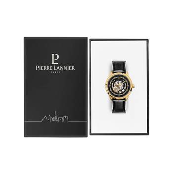 Montre PIERRE LANNIER Automatic homme automatique acier  bracelet cuir noir