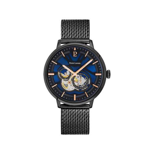 PIERRE LANNIER Trio automatisch herenhorloge in zwart staal