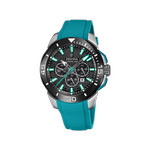 Montre FESTINA Chronobike homme chronographe acier bracelet caoutchouc bleu turquoise - vue 1