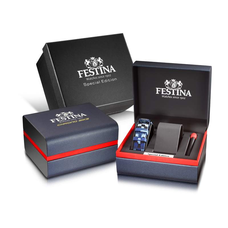 Montre FESTINA Chornobike homme chronographe bracelet acier bleu - vue D1