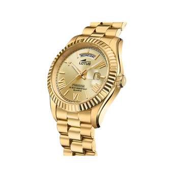 LOTUS Freedom herenhorloge van geelgoudstaal