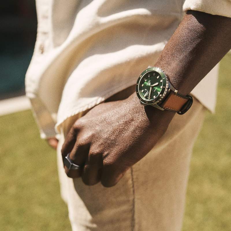 FOSSIL Blue herenhorloge bruin leren band - gedragen 1 bekijken