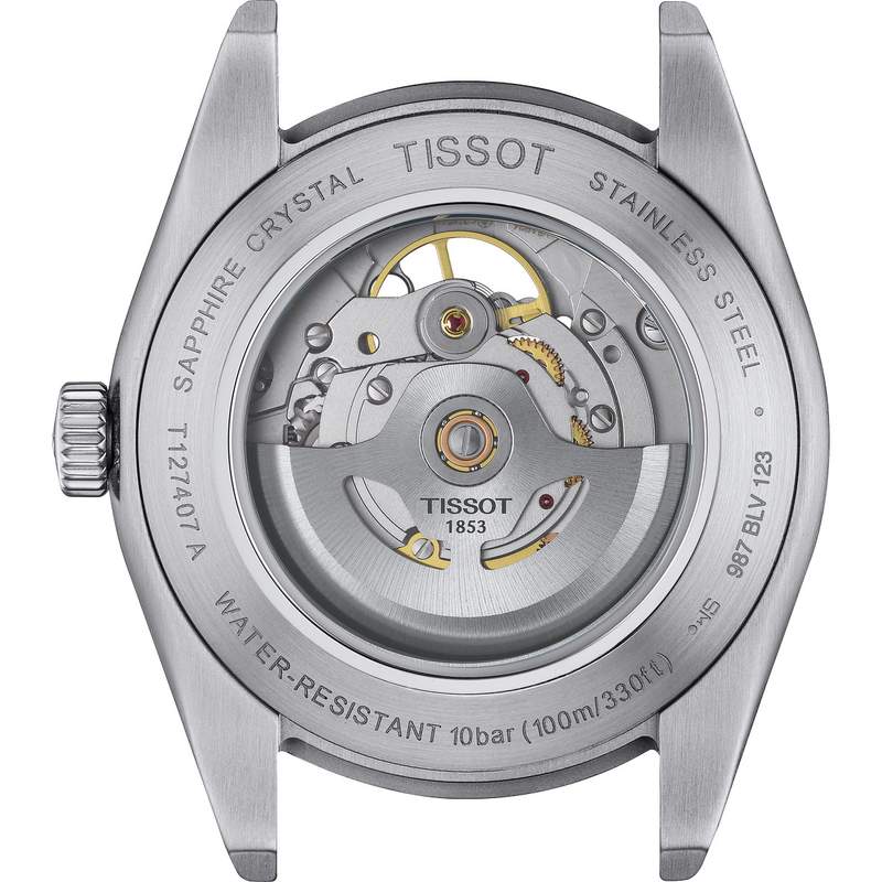 Montre TISSOT T-CLASSIC GENTLEMAN OPEN HEART POWERMATIC 80 mixte automatique cadran bleu bracelet acier inoxydable - vue D2