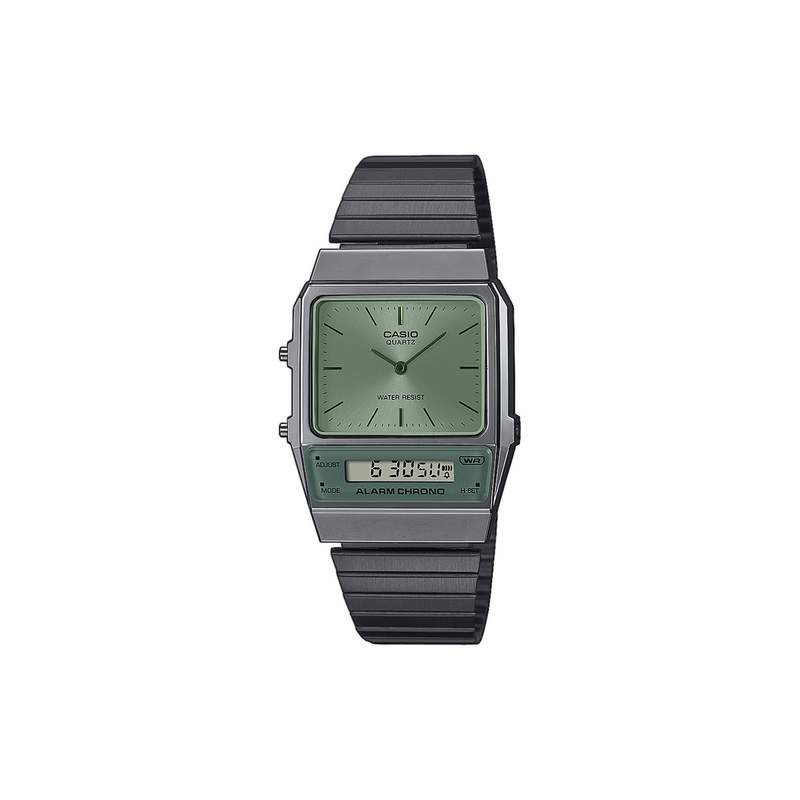Montre CASIO Vintage homme résine bracelet acier gris anthracite - vue 1