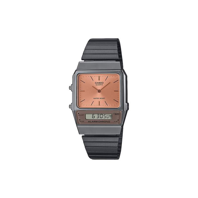 Montre CASIO Vintage homme bracelet acier gris anthracite - vue 1