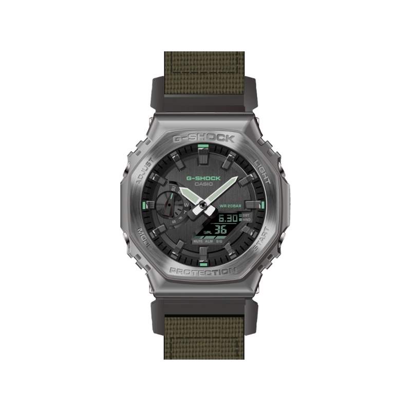 Montre G-SHOCK homme acier bracelet résine vert kaki - vue 1