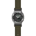 G-SHOCK men's stainless steel watch with khaki green resin bracelet - view D1