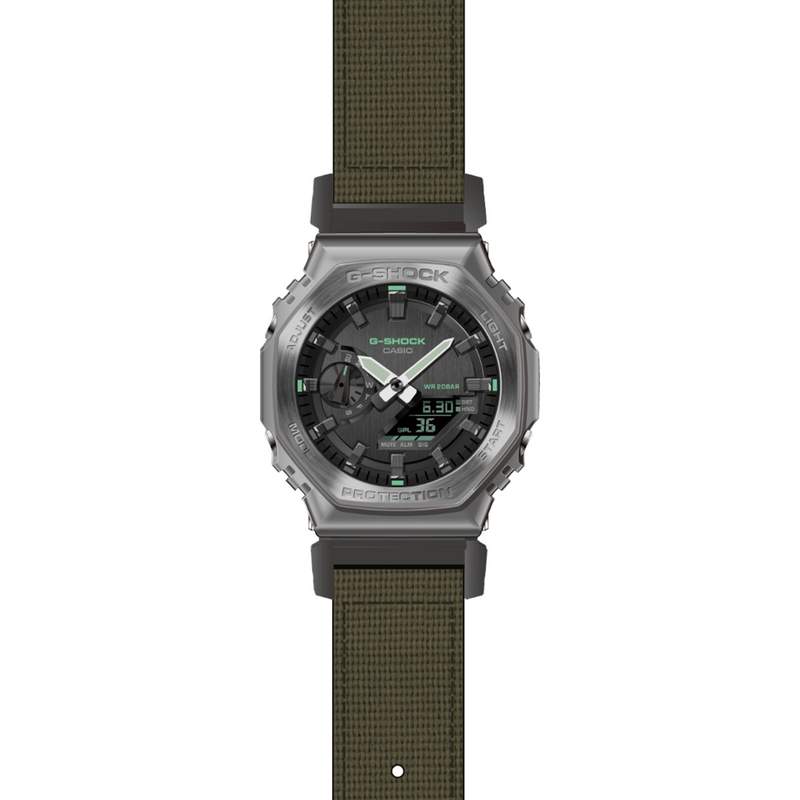 Montre G-SHOCK homme acier bracelet résine vert kaki - vue D1