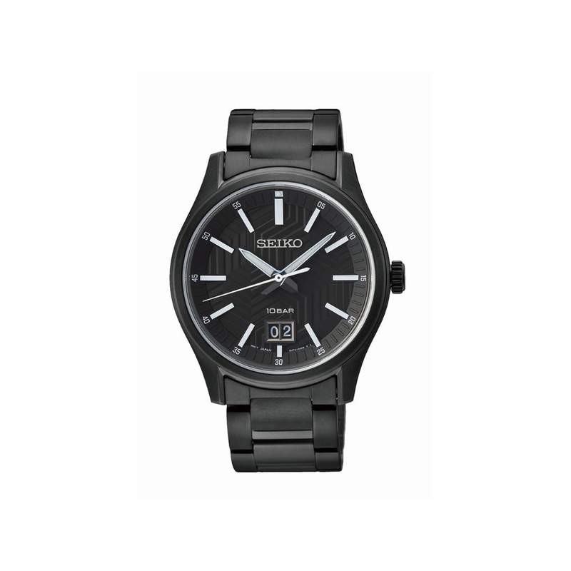 Montre SEIKO sport homme bracelet acier noir - vue 1