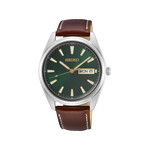 Montre SEIKO classique homme acier bracelet cuir marron - vue 1