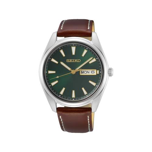 Montre SEIKO classique homme acier bracelet cuir marron