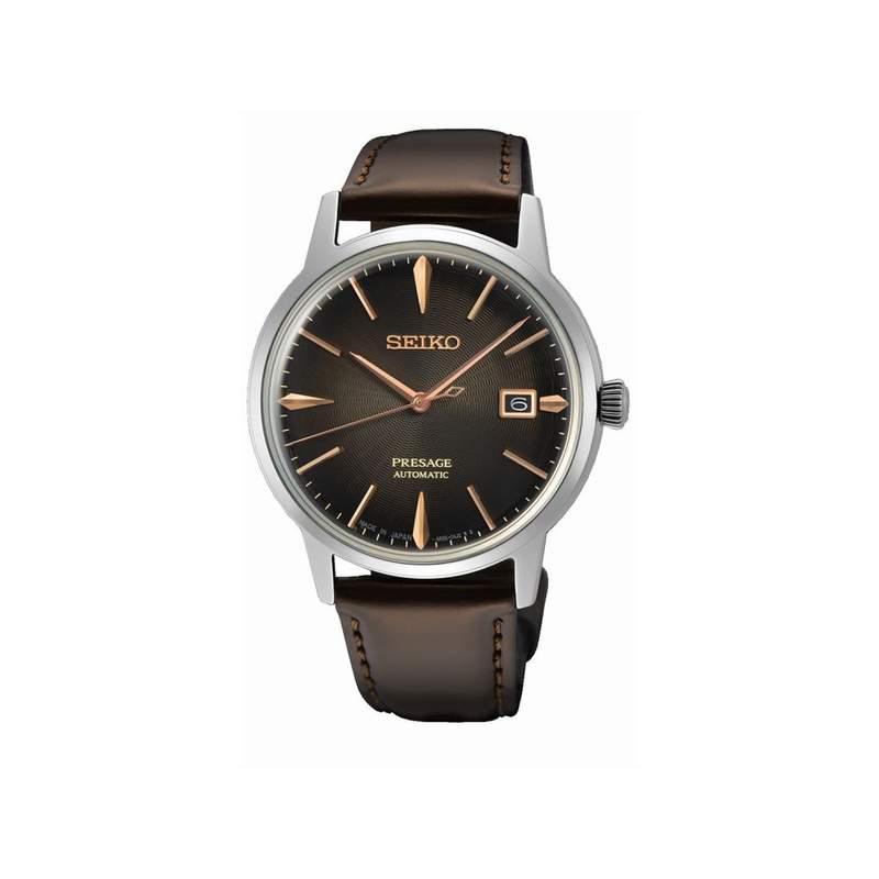 Montre SEIKO Presage homme automatique acier bracelet cuir marron - vue 1