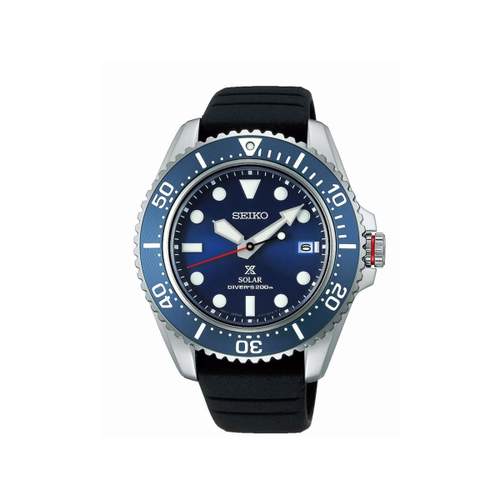 Montre SEIKO Prospex homme solaire acier bracelet caoutchouc noir